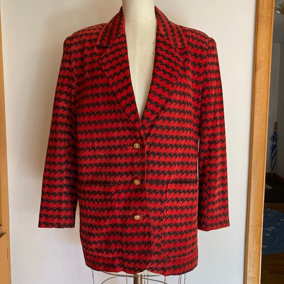 The Limited Houndstooth Oversized Leather Blazer - Picture 1 of 8